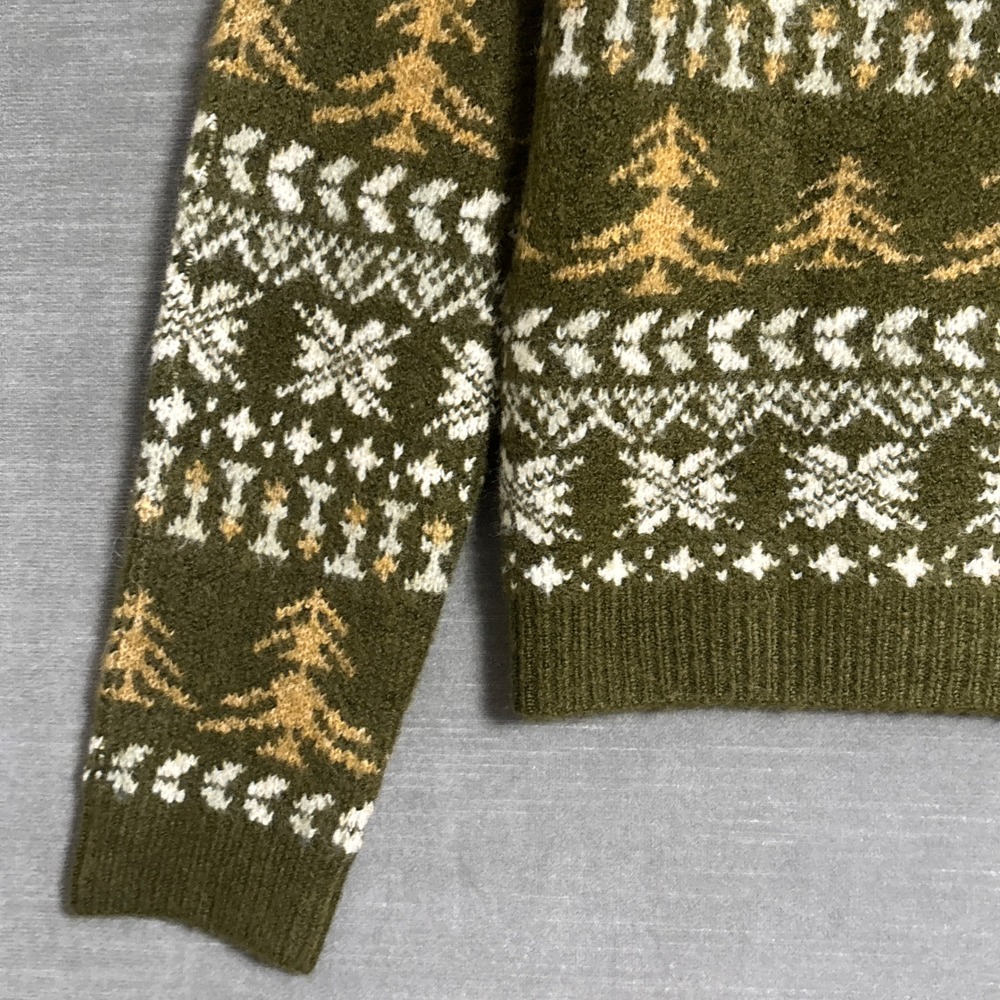 Heartloom Fair Isle Sweater XS Green Dog Nordic Snowflake Forest Knit Winter - Picture 7 of 10